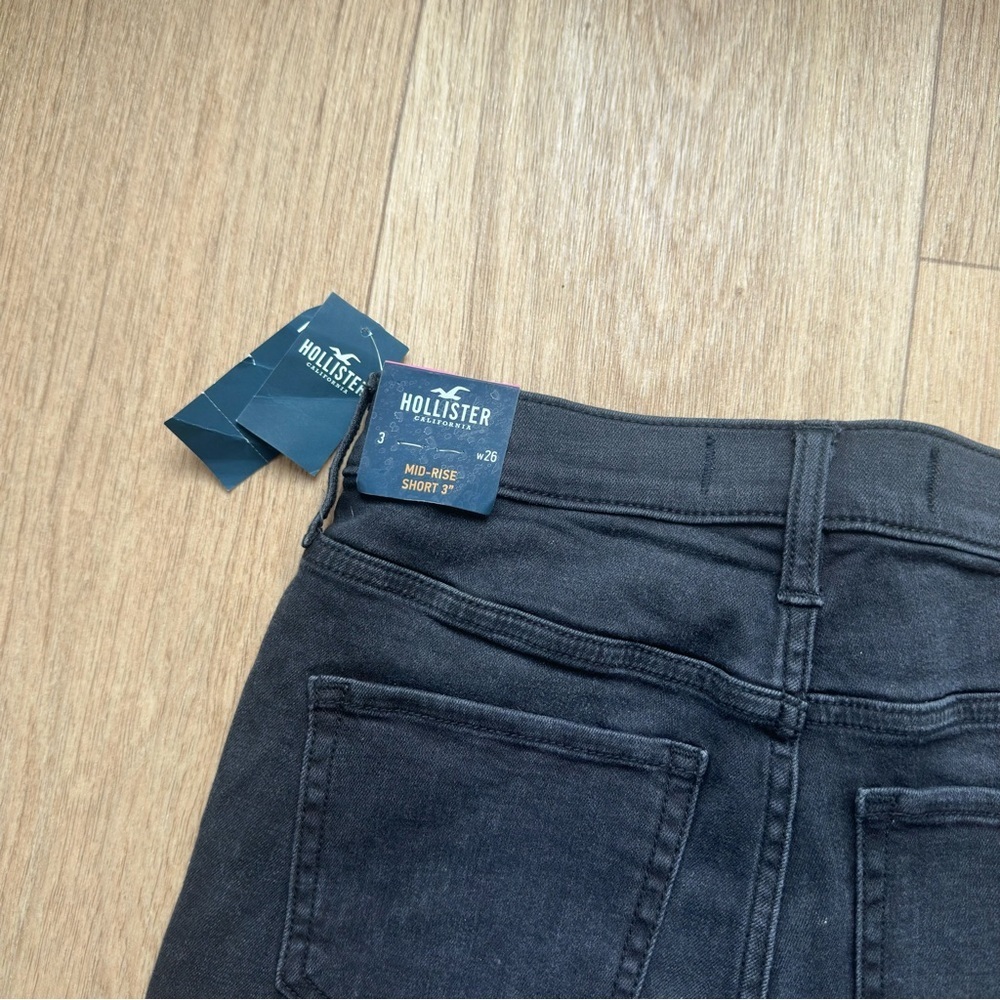 NWT Hollister Women's Mid-Rise Size 3 Black Denim Shorts, Summer Shorts - Picture 6 of 7